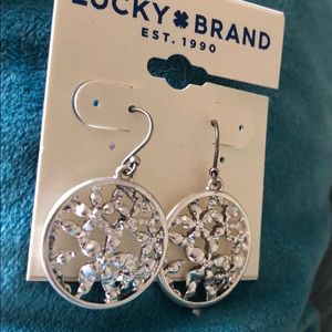 Lucky Brand silver round drop flower earrings